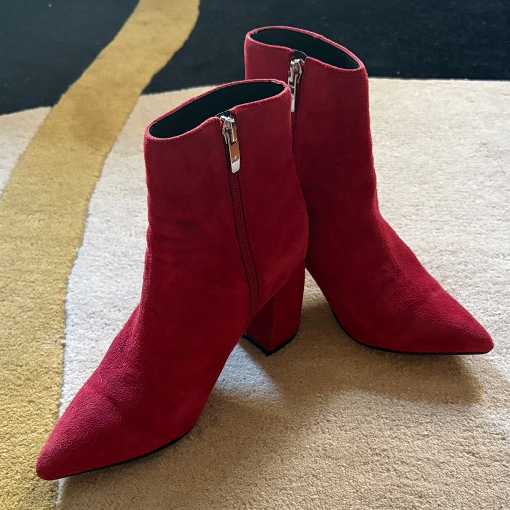 Marc Fisher Red Suede Ankle Booties